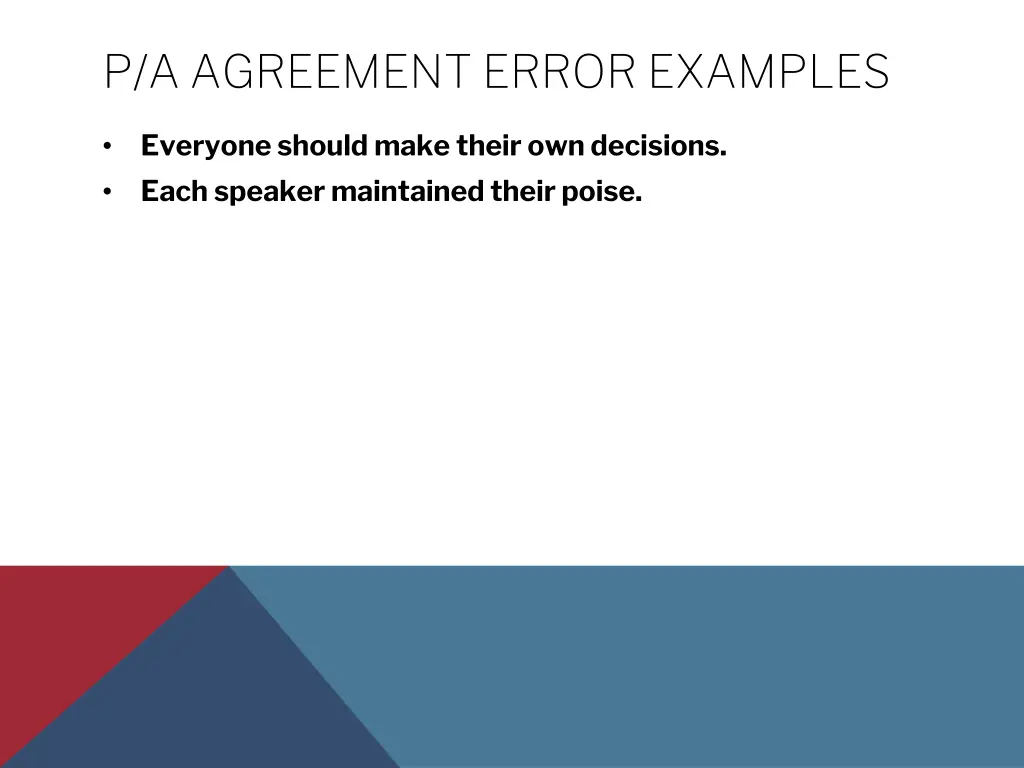 p a agreement error examples