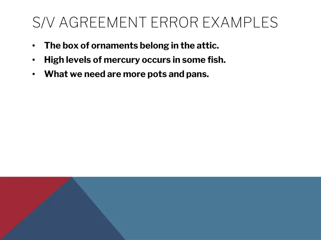 s v agreement error examples