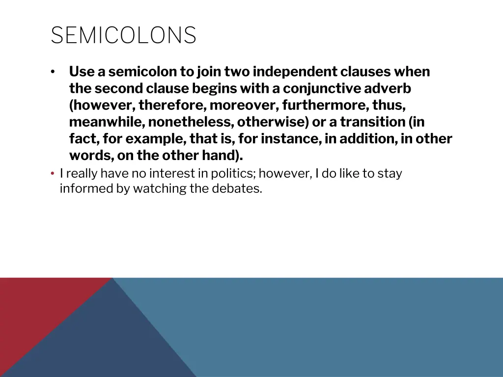 semicolons 1