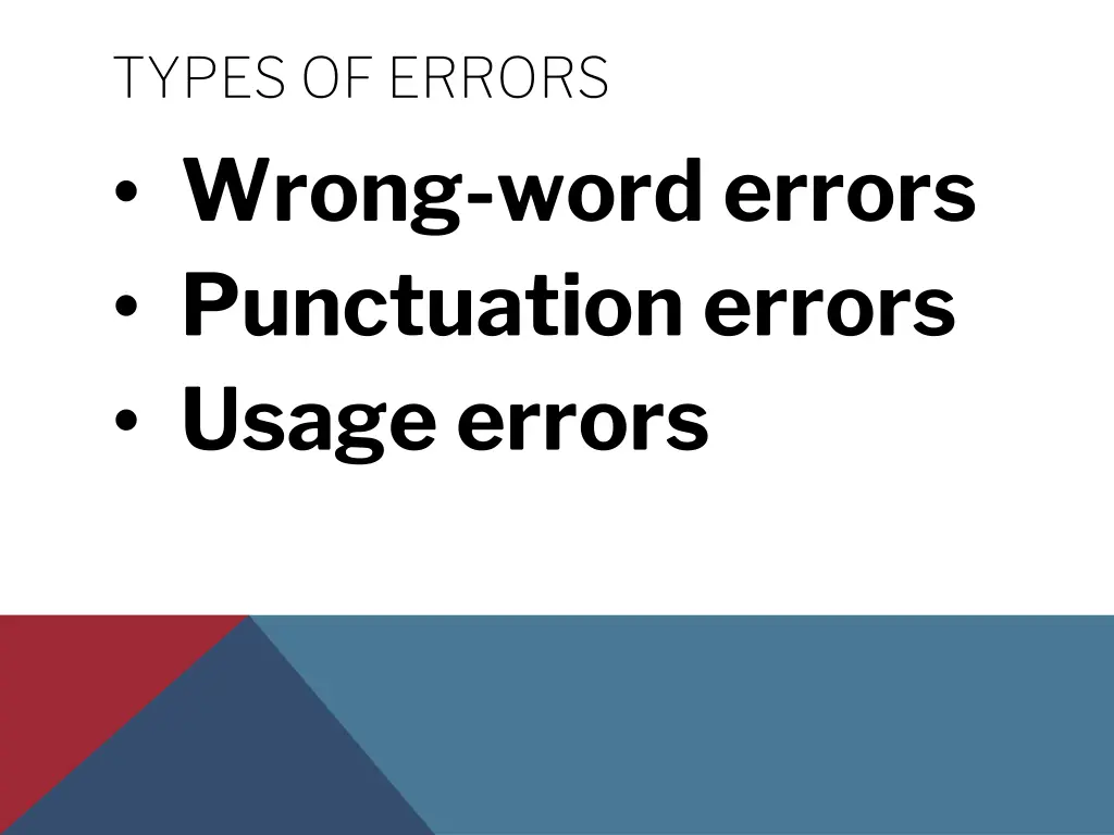 types of errors wrong word errors punctuation