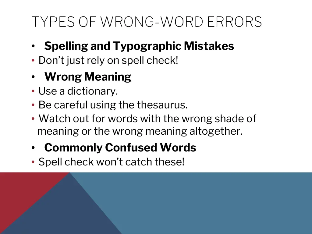 types of wrong word errors