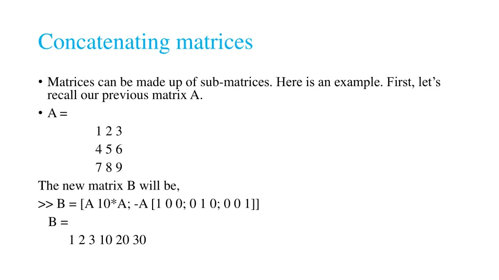 concatenating matrices