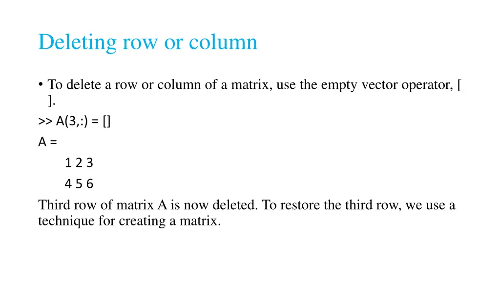 deleting row or column