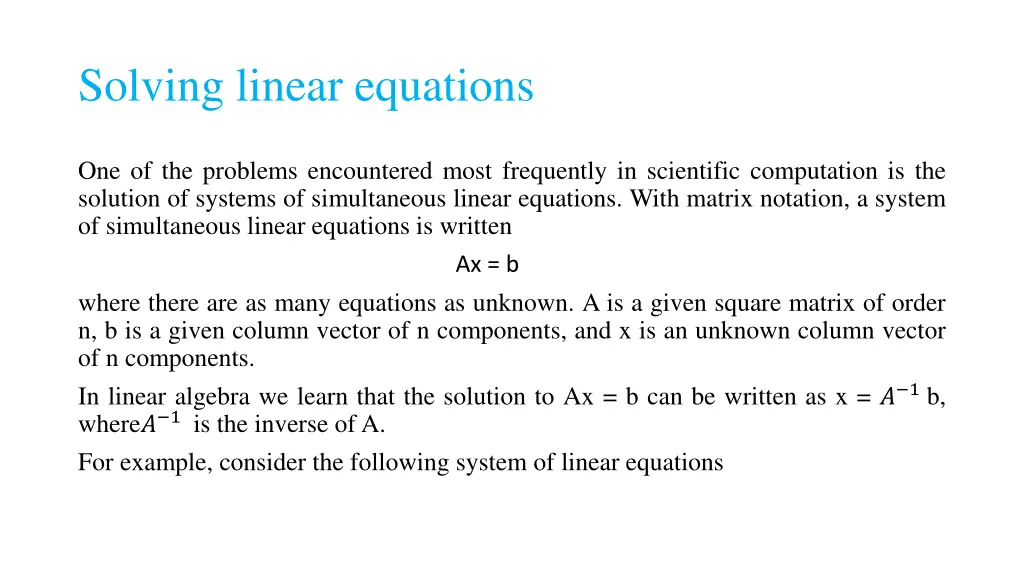 solving linear equations