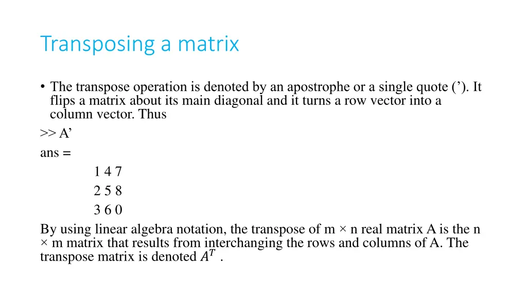 transposing a matrix