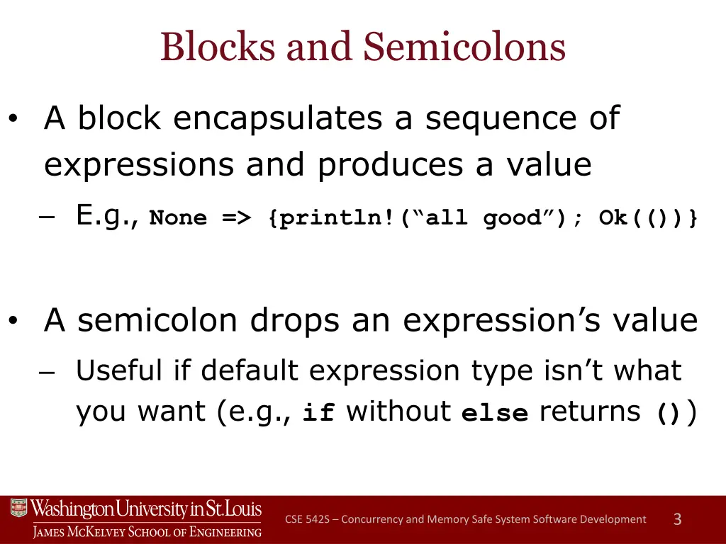 blocks and semicolons