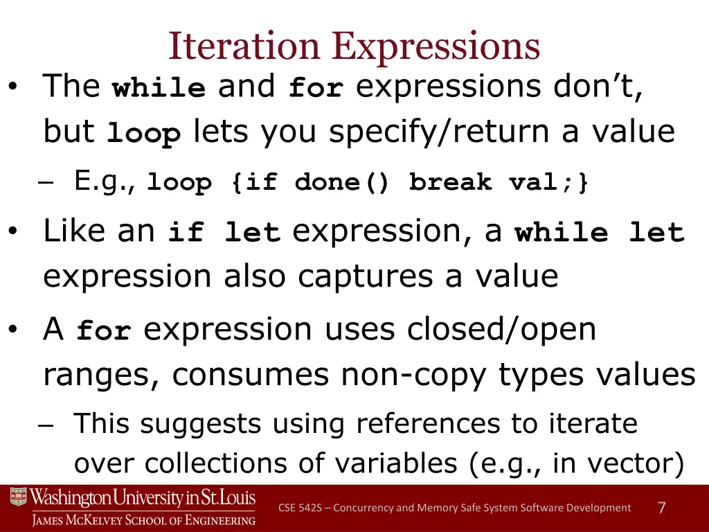 iteration expressions the while