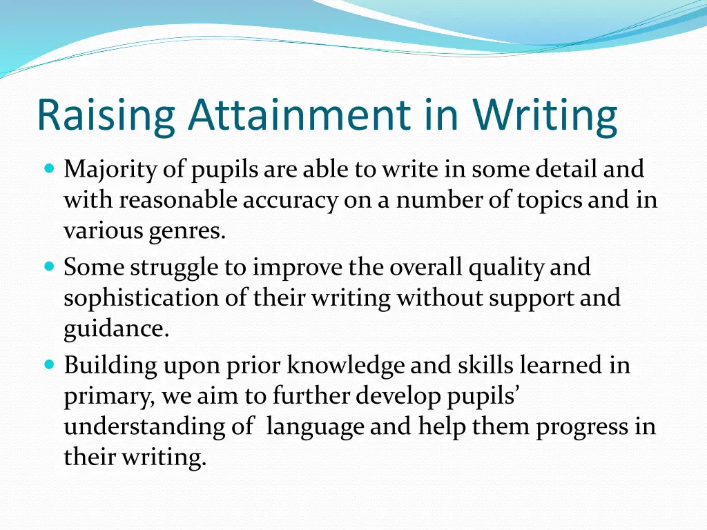 raising attainment in writing