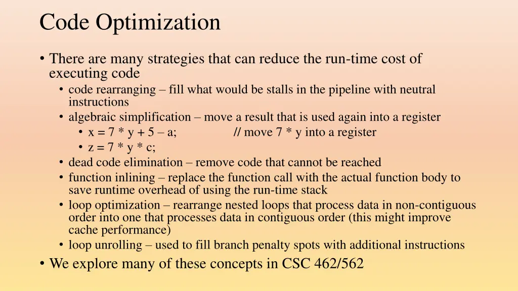 code optimization