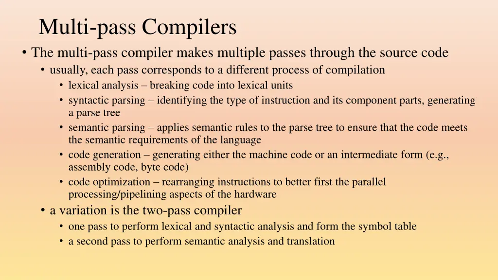 multi pass compilers the multi pass compiler