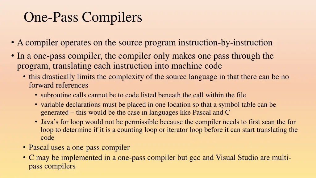 one pass compilers