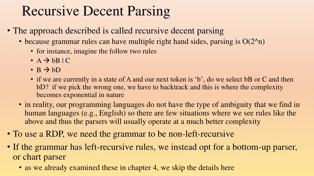 recursive decent parsing