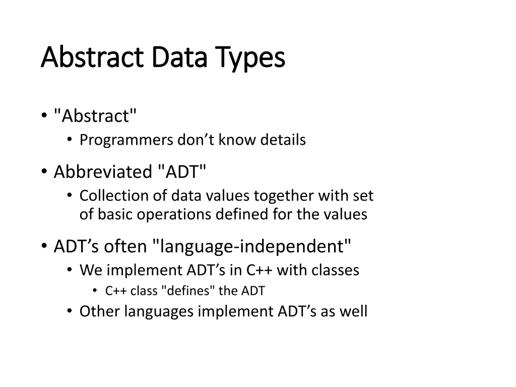 abstract data types abstract data types