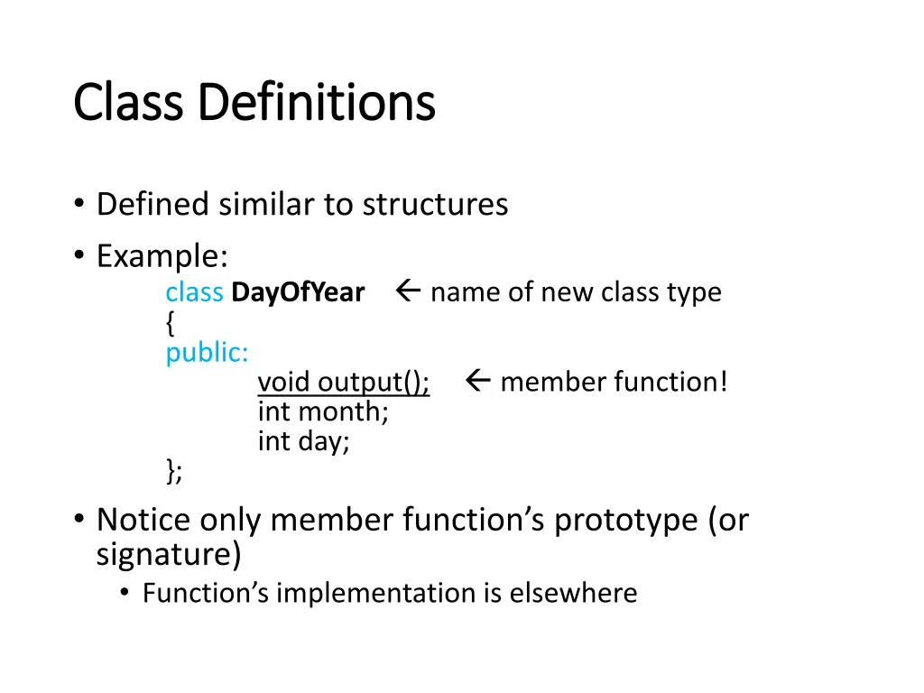 class definitions class definitions