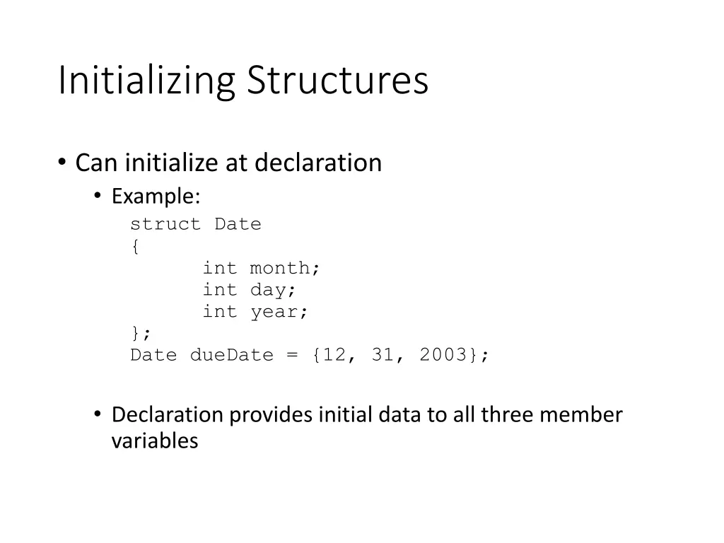 initializing structures