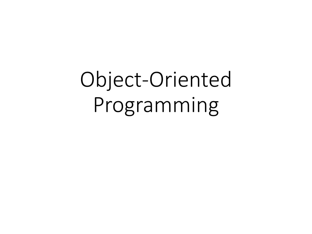 object oriented programming