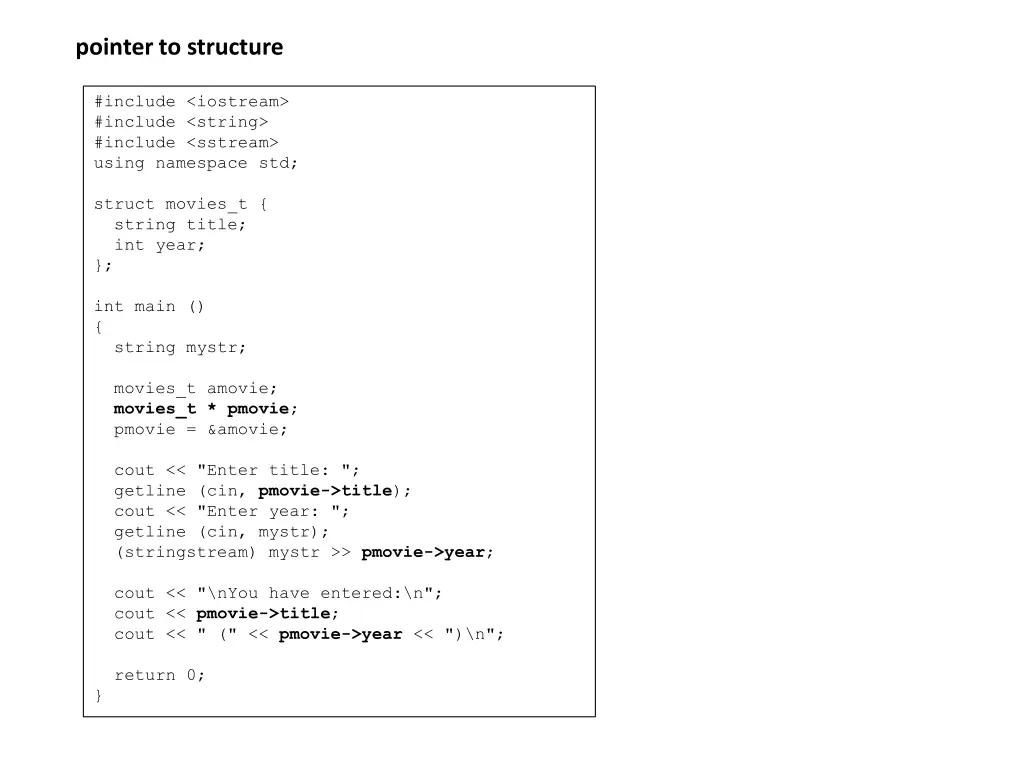 pointer to structure