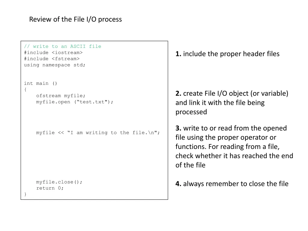 review of the file i o process