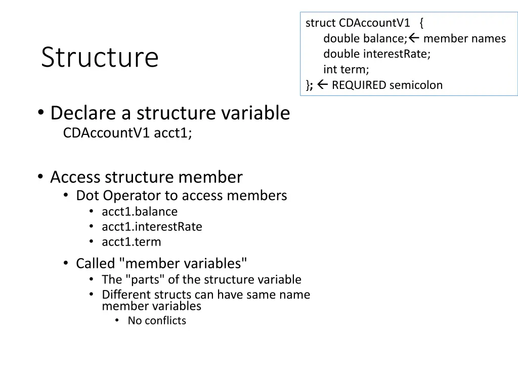 struct cdaccountv1 double balance member names