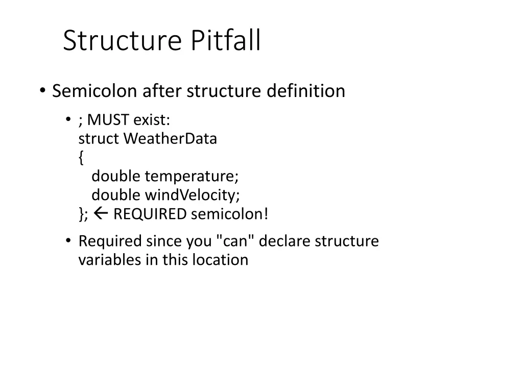 structure pitfall