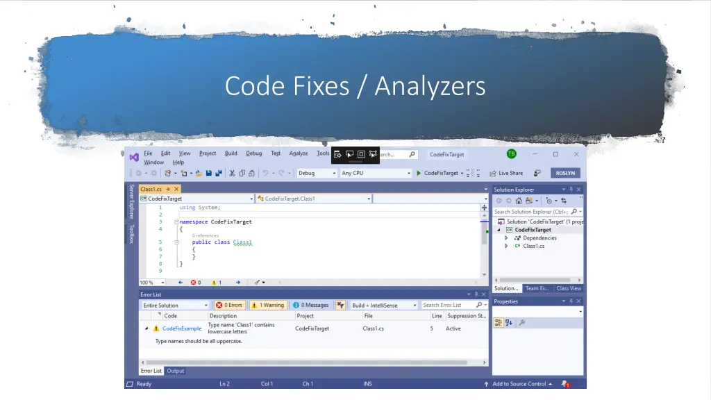 code fixes analyzers 2