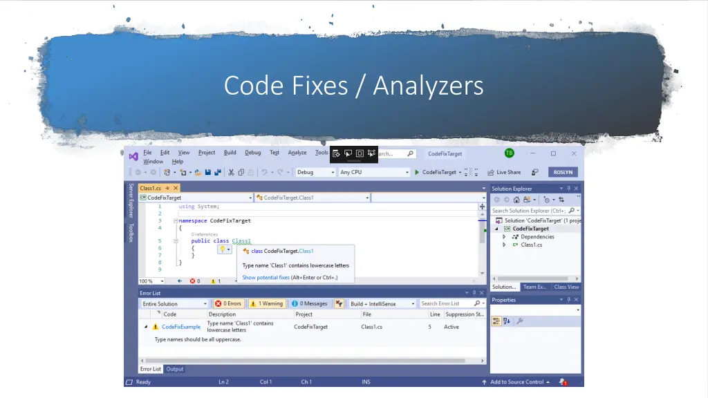 code fixes analyzers 3