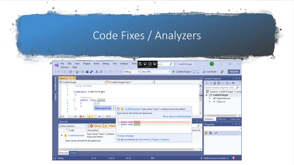 code fixes analyzers 4