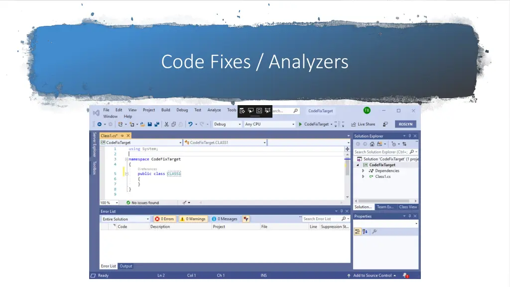 code fixes analyzers 5