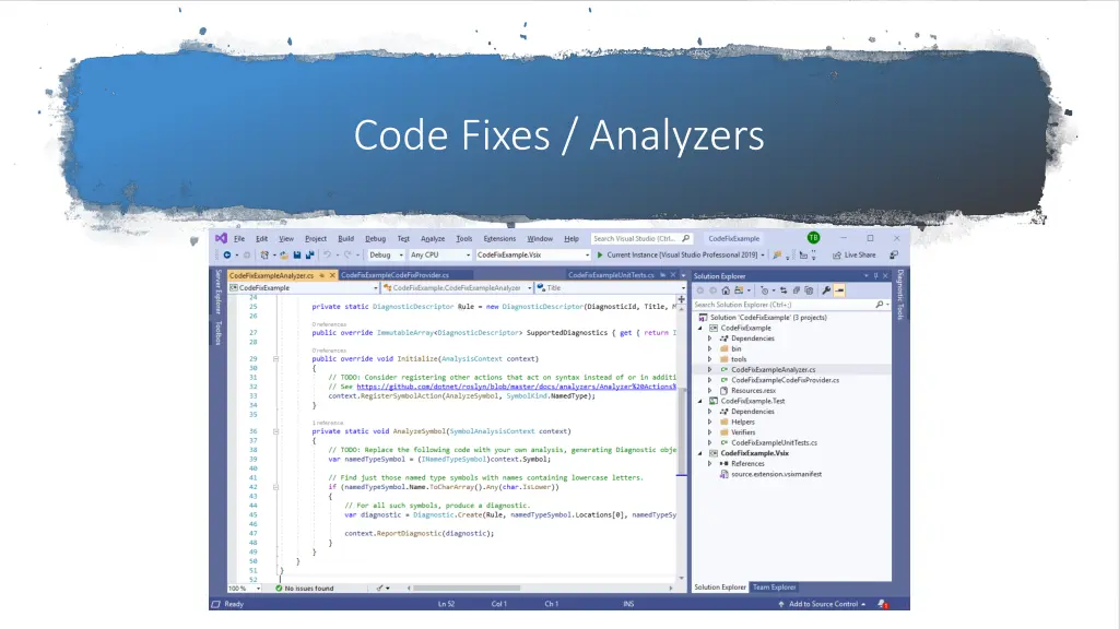 code fixes analyzers