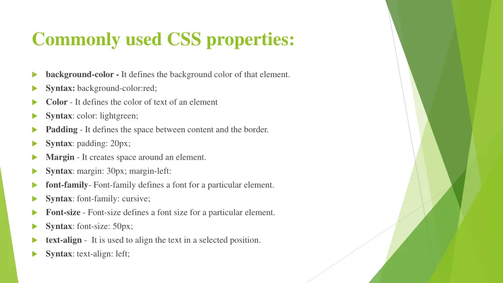 commonly used css properties