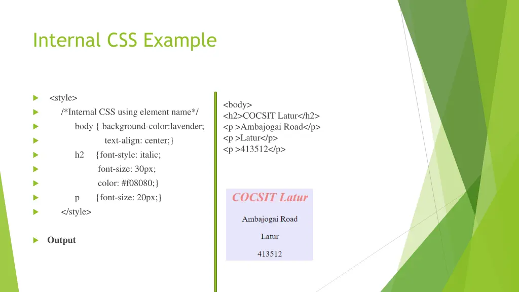 internal css example