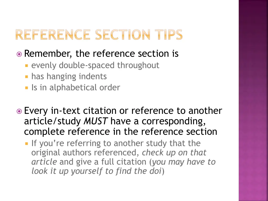 reference section tips