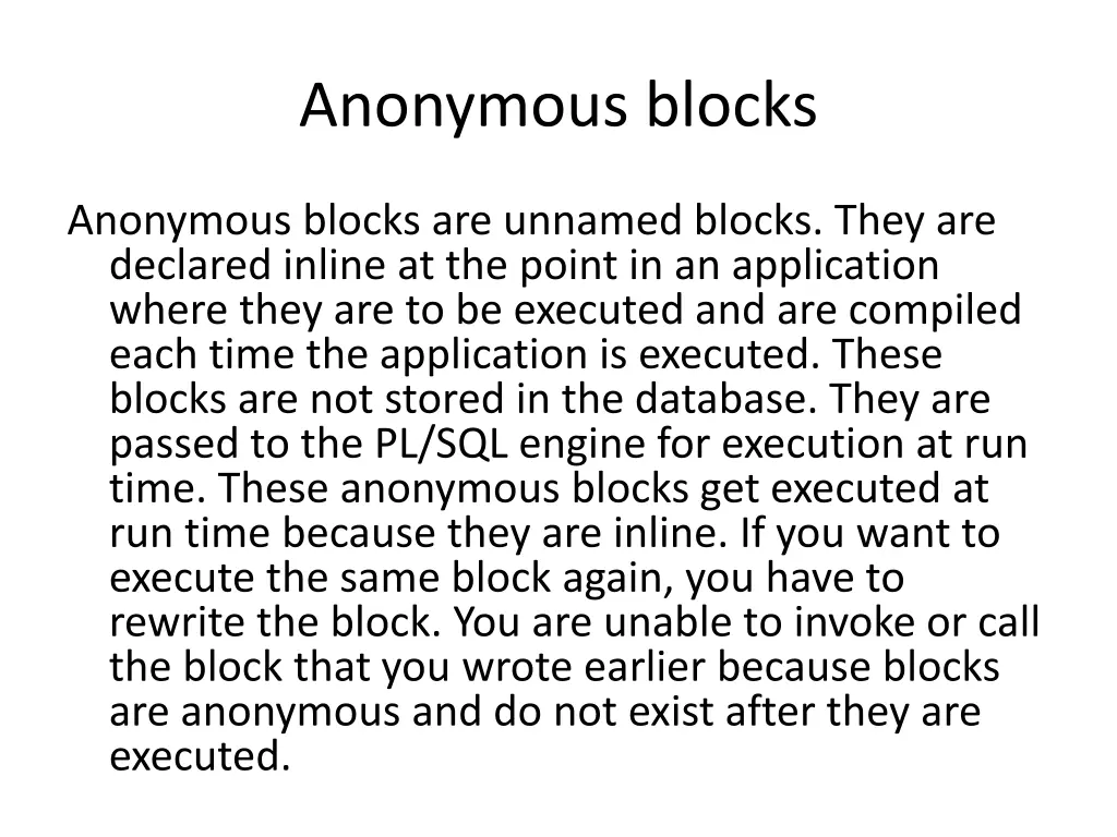 anonymous blocks