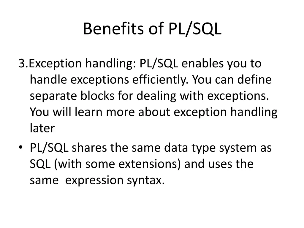 benefits of pl sql 2