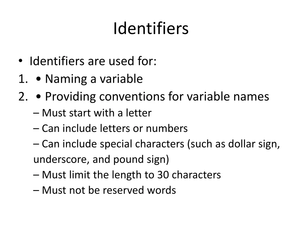 identifiers