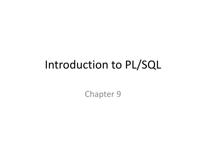 introduction to pl sql