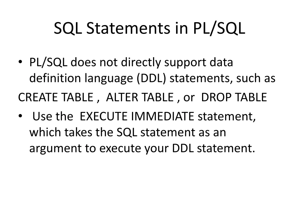 sql statements in pl sql