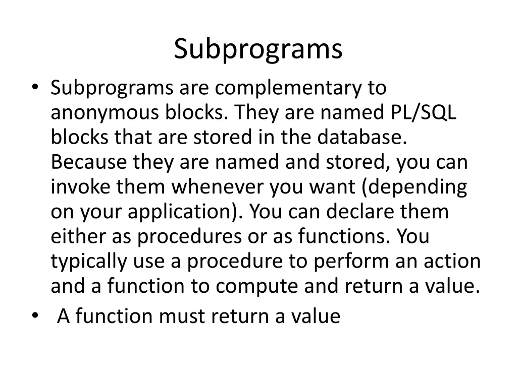 subprograms