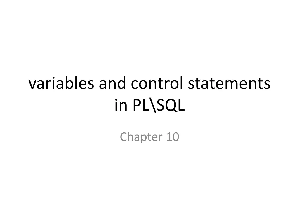 variables and control statements in pl sql