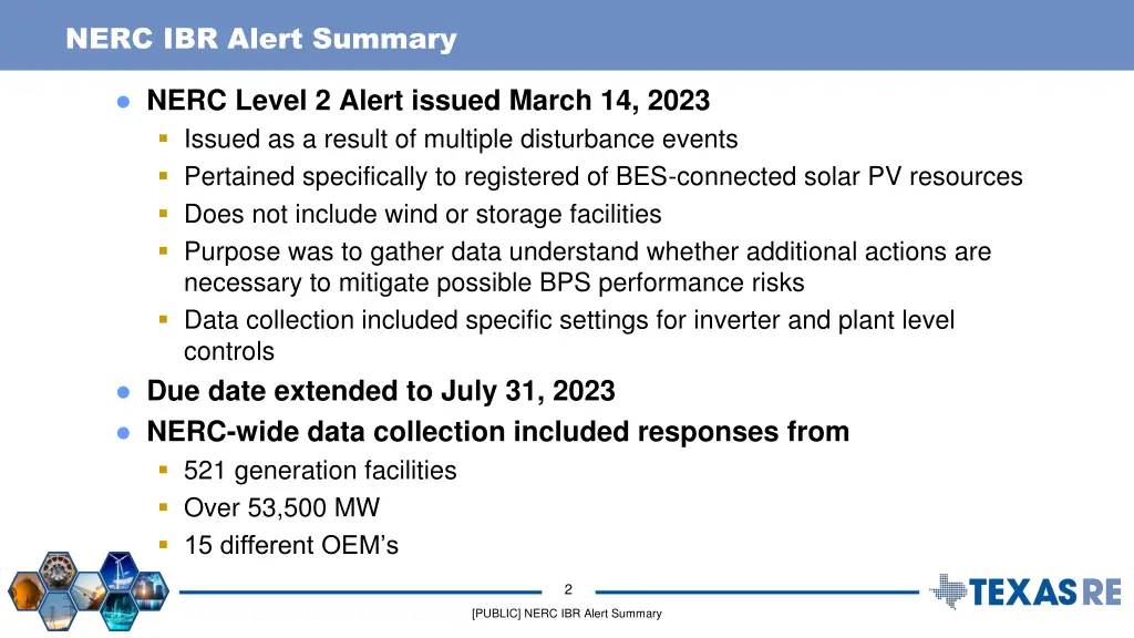 nerc ibr alert summary