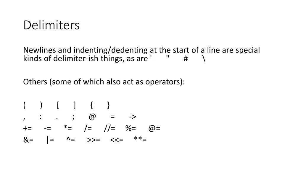 delimiters