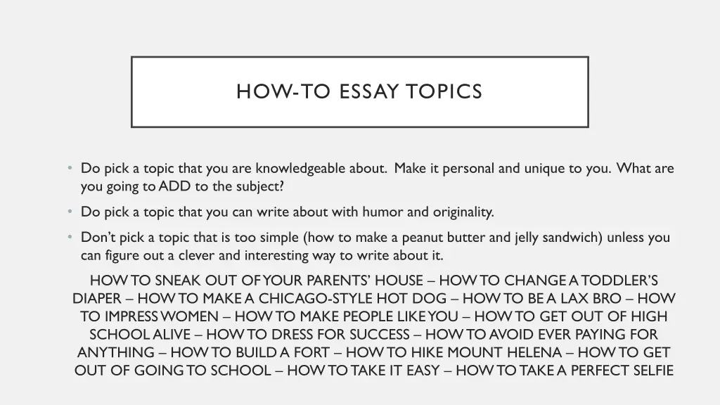 how to essay topics