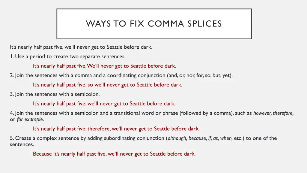 ways to fix comma splices