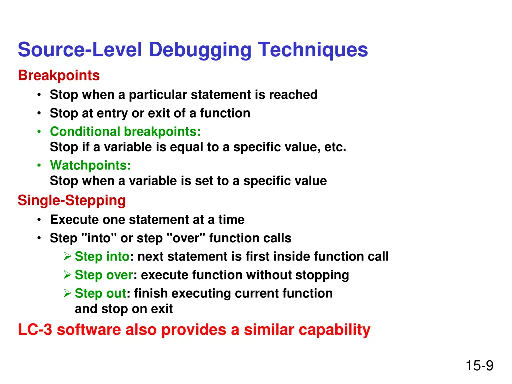 source level debugging techniques breakpoints