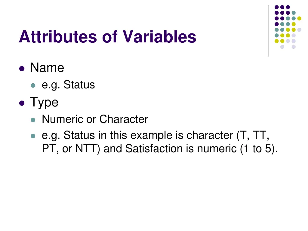 attributes of variables