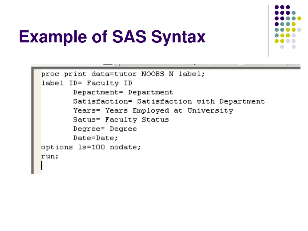 example of sas syntax