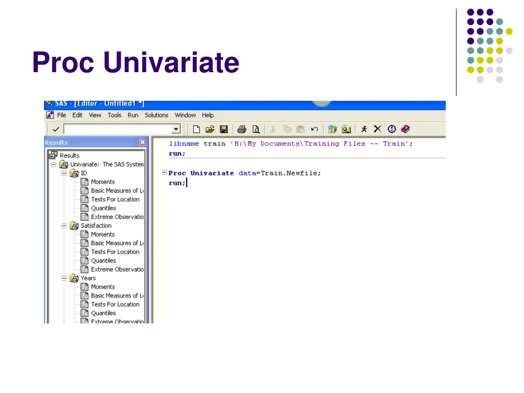 proc univariate 1