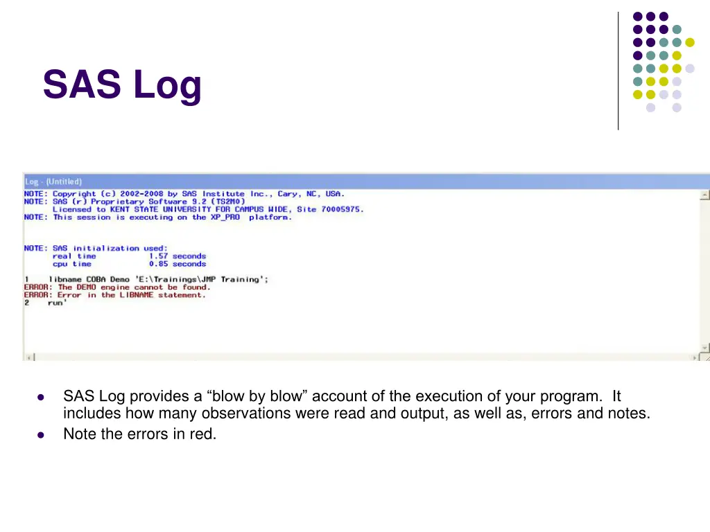 sas log