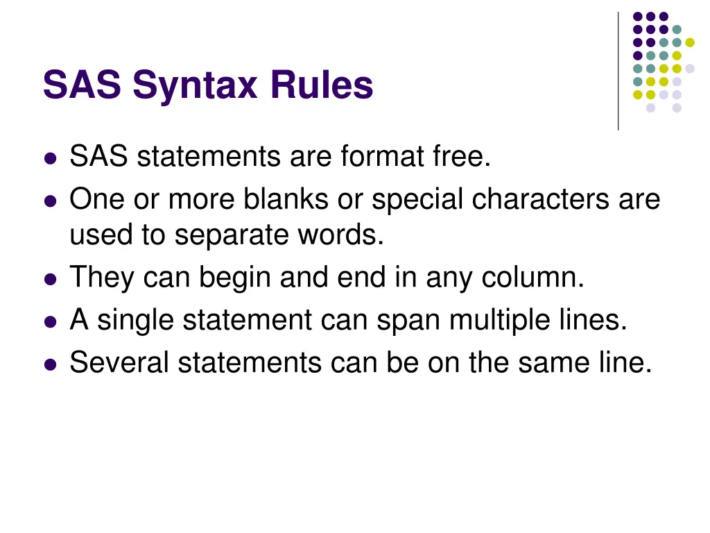 sas syntax rules