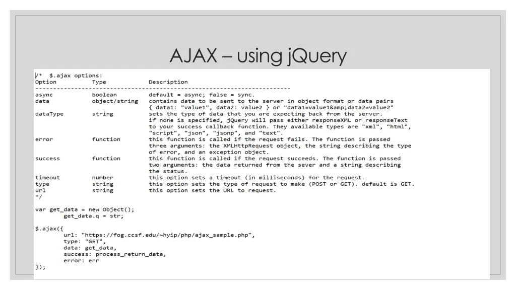 ajax using jquery 1